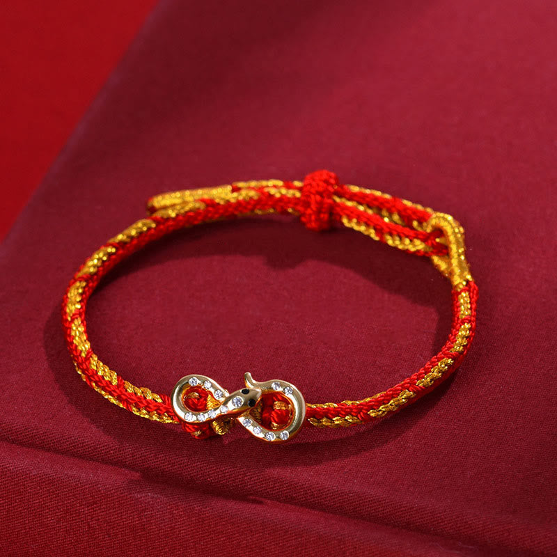 Buddhist Blessing Red String Mobius Strip Year Of The Snake Luck Braided Bracelet