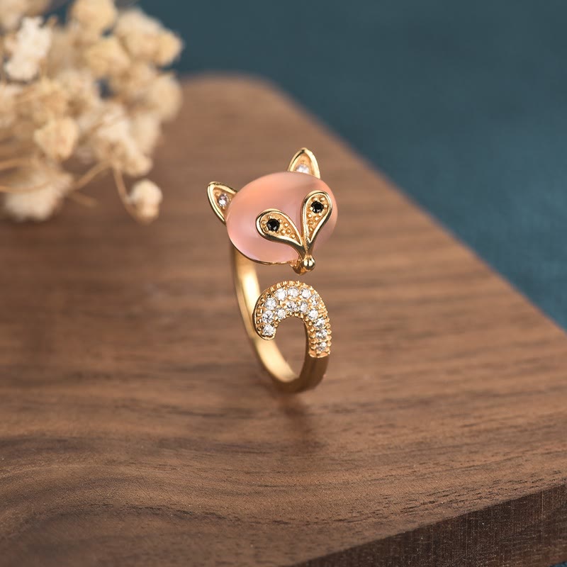 Buddhist Blessing Cat's Eye Copper Fox Love Ring