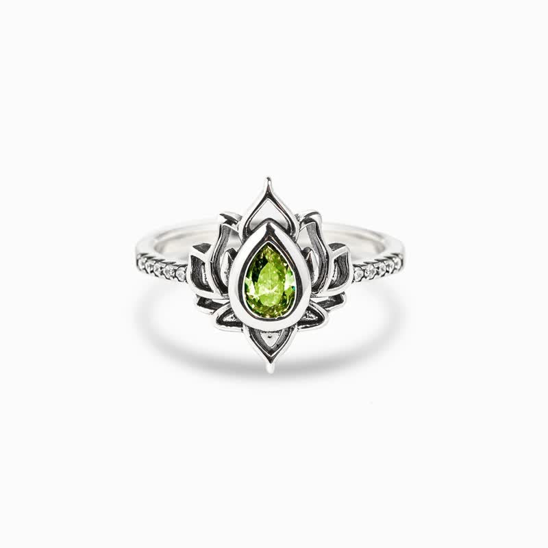 Buddhist Blessing 925 Sterling Silver Lotus Zircon Blessing Protection Ring