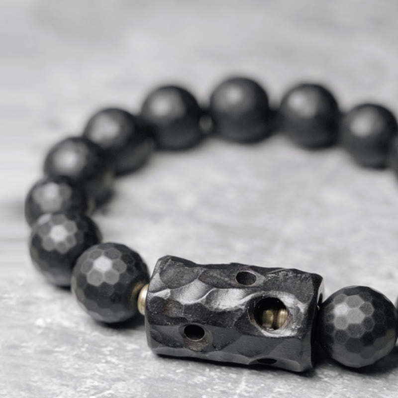 Buddhist Blessing Matte Frosted Surface Black Onyx Ebony Protection Bracelet
