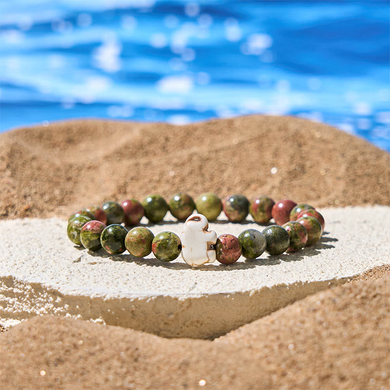 Buddhist Blessing Natural Various Stones Elephant Spiritual Strength Bracelet