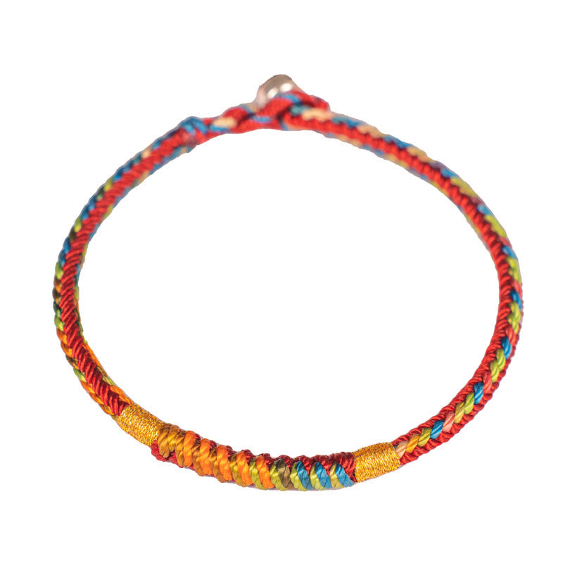 Buddhist Blessing Multicolor Red String Alloy 925 Sterling Silver Buckle Protection Bracelet