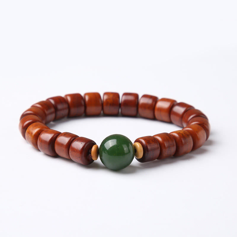 Buddhist Blessing Tibetan Bone Beads Three-Eyed Dzi Bead Sheep Horn Red Agate Strength Bracelet