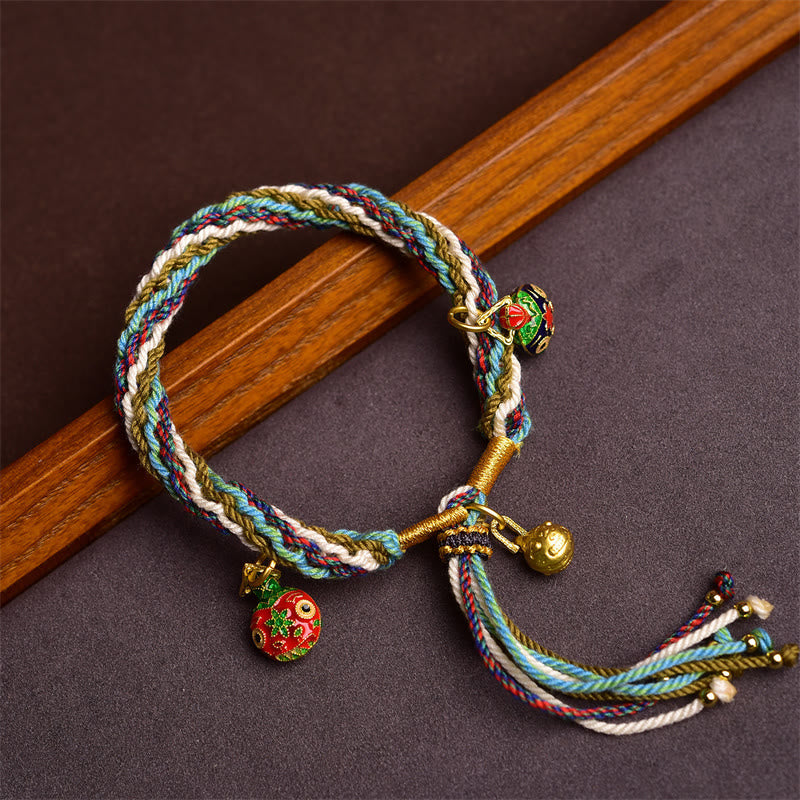 Buddhist Blessing Handmade Gold Swallowing Beast Family Healing Reincarnation Knot Braid Bracelet