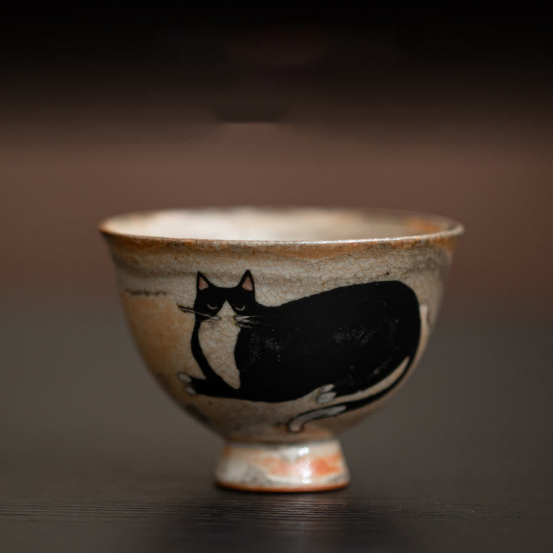 Buddhist Blessing Small Cute Cat Teacup Kung Fu Tea Cup 60ml