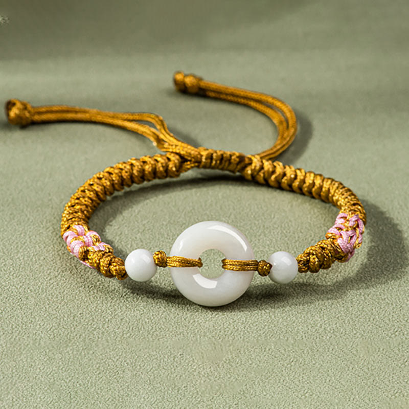 Buddhist Blessing Jade Luck Abundance Red String Bracelet