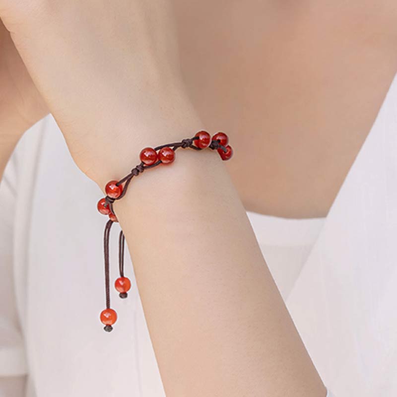 Buddhist Blessing Red Agate Moss Agate Cinnabar Calm Bracelet
