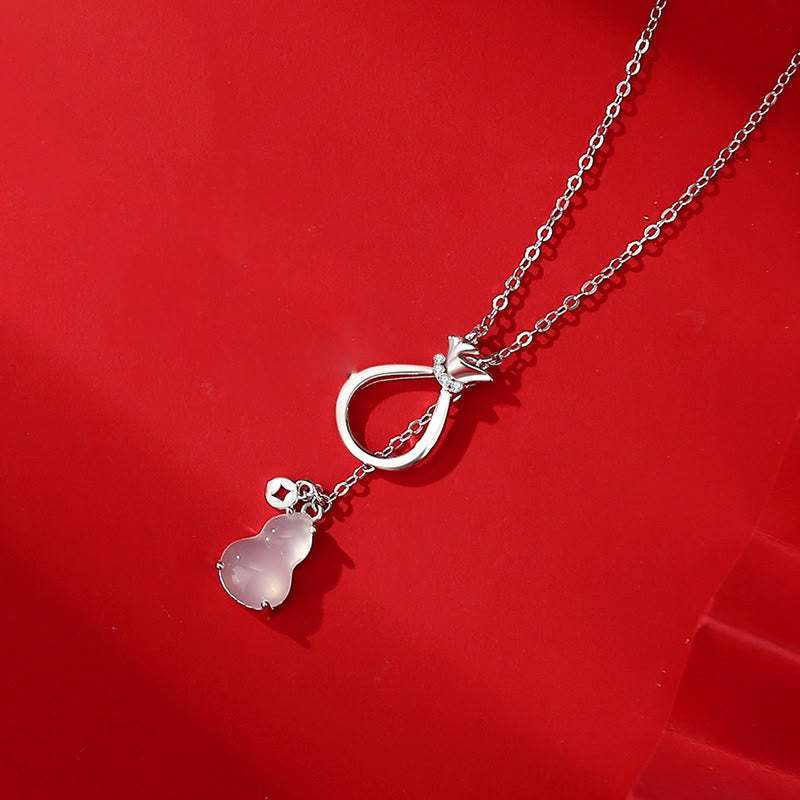 Buddhist Blessing Red Agate Chalcedony 925 Sterling Silver Gourd Lucky Bag Confidence Necklace Pendant