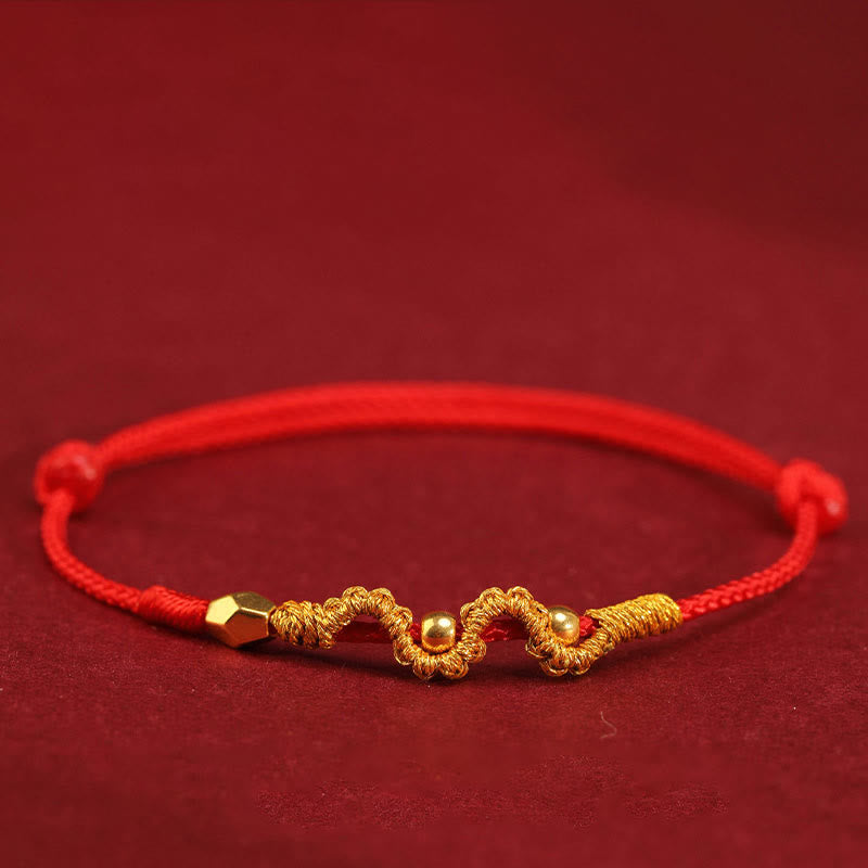 Buddhist Blessing 999 Gold Year of the Snake Handmade Luck Strength Braided Bracelet Anklet