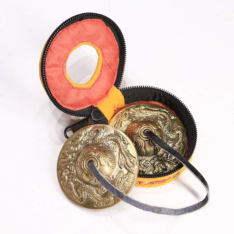 Buddhist Blessing Tibetan Tingsha Bell Six True Words Dragon Copper Balance Decoration With Bag