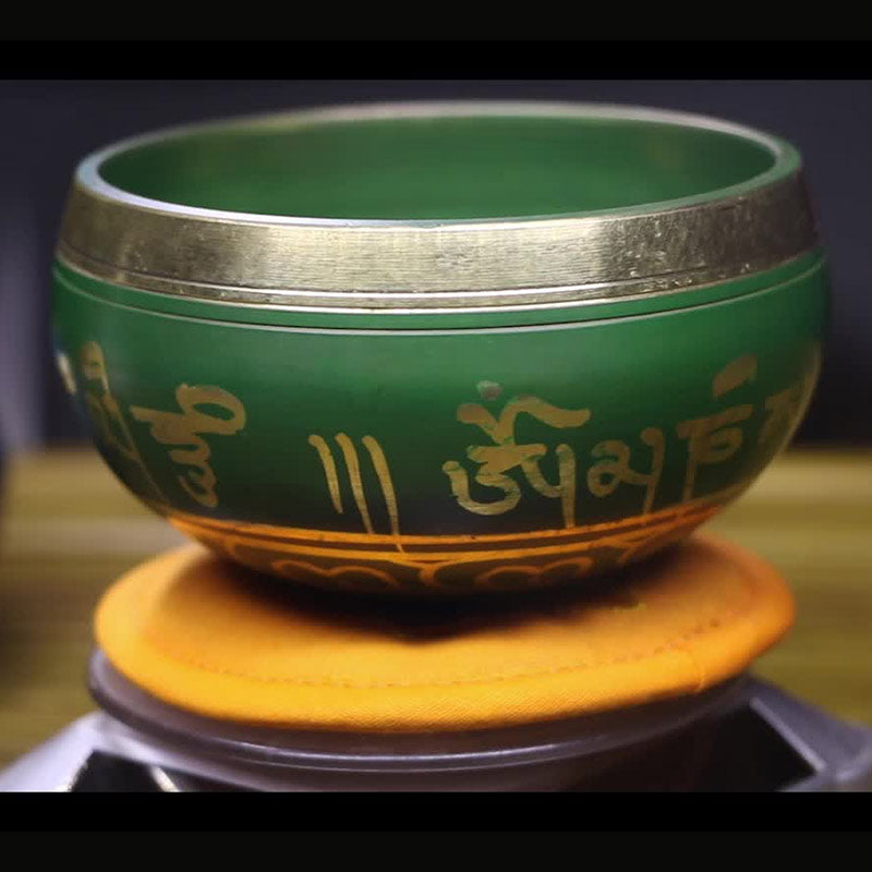 Buddha Stones Tibetan Meditation Sound Bowl Handcrafted for Healing and Mindfulness Support Protection Singing Bowl Set