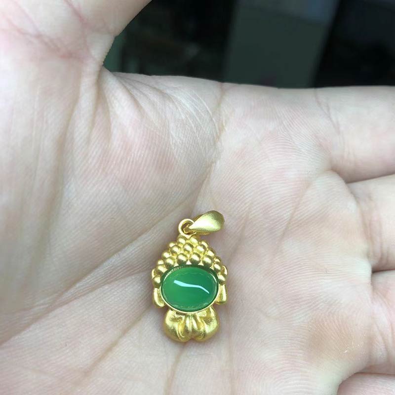 Buddha Stones White Jade Buddha Success Pendant Necklace