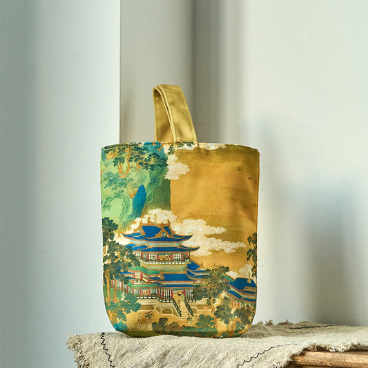 Buddhist Blessing Immortal Pavilions Roses Canvas Handbag