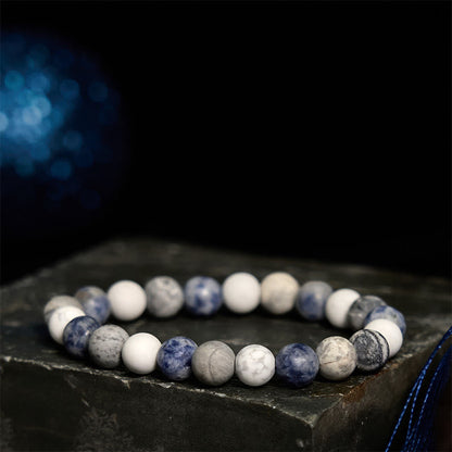 Buddhist Blessing White Turquoise Picasso Jasper Blue Spot Jasper Relaxation Bracelet