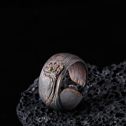 Buddhist Blessing 999 Sterling Silver Lotus Balance Ring