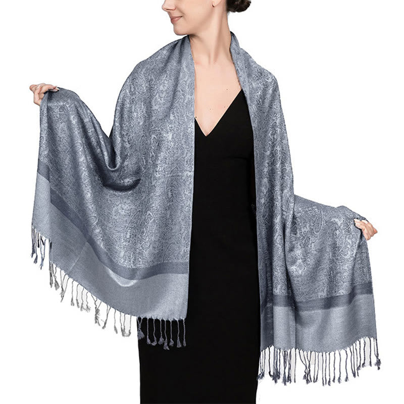 Buddhist Blessing Tibetan Cashew Jacquard Tassels Shawl Spring Fall Winter Warm Cozy Scarf Wrap