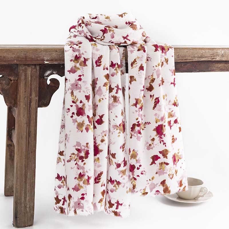 Buddhist Blessing Tibetan Floral Falling Leaves Print Shawl Fall Winter Cozy Warm Travel Scarf Wrap