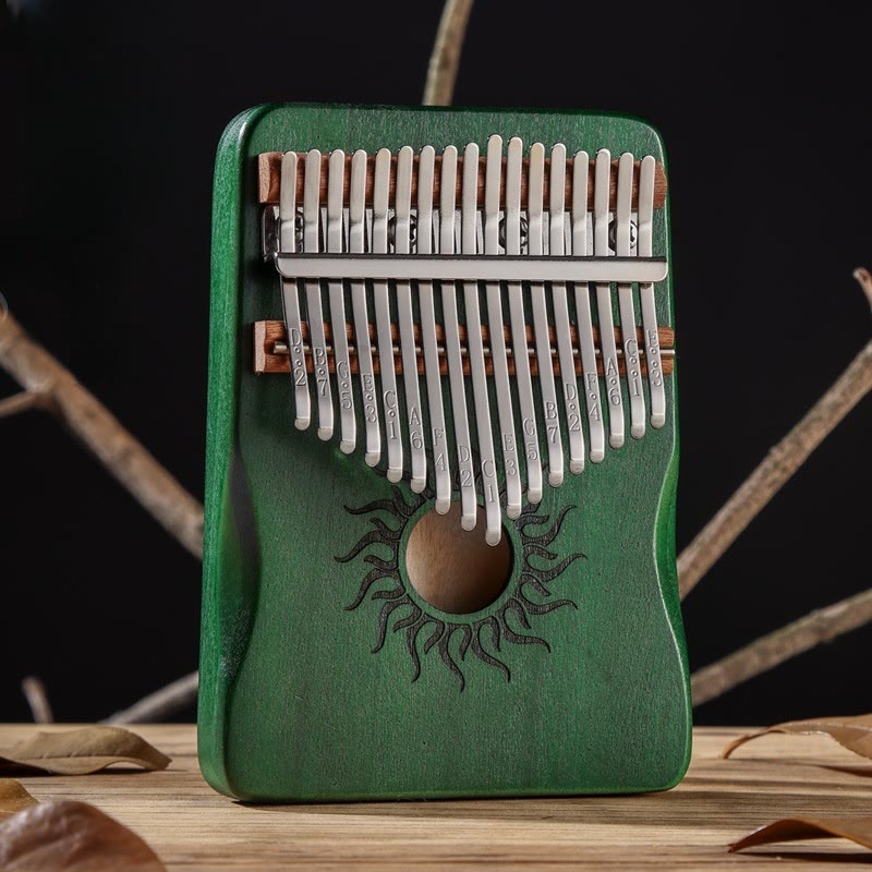 Buddhist Blessing Kalimba 17/21 Keys Thumb Piano Sun Pattern Maple Wood Beginners Portable Finger Piano