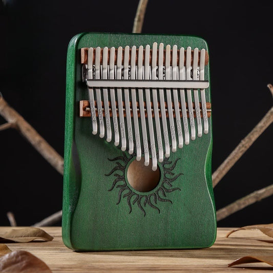 Buddhist Blessing Kalimba 17/21 Keys Thumb Piano Sun Pattern Maple Wood Beginners Portable Finger Piano