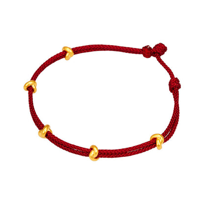 Buddhist Blessing 999 Gold Wish Knot Design Handmade Luck Braided Rope Bracelet