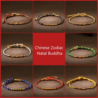 Buddhist Blessing Handmade Chinese Zodiac Natal Buddhist Blessing Luck Strength Braided Rope Bracelet