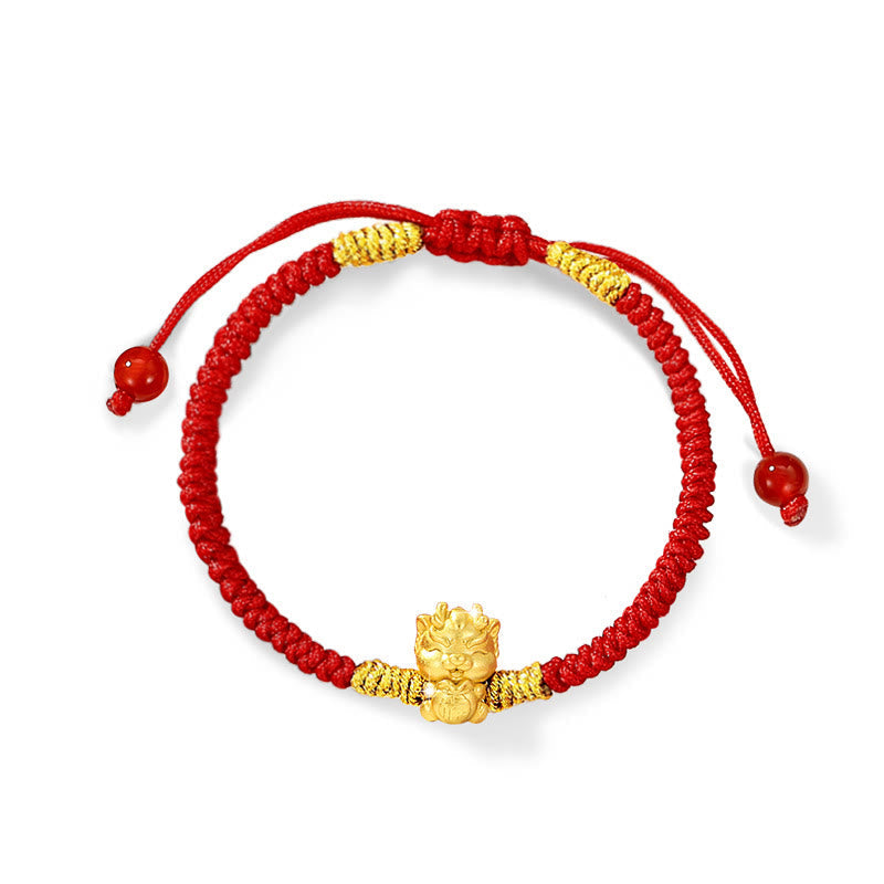 Buddhist Blessing 999 Sterling Silver Year of the Dragon Copper Coin Fortune Dragon Fu Character Luck Handcrafted Red String Braided Bracelet (Extra 30% Off | USE CODE: FS30)