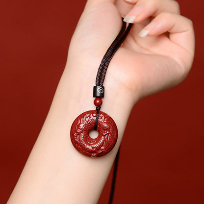 Buddhist Blessing Chinese Zodiac Cinnabar Peace Buckle Calm Necklace Pendant