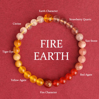 Buddhist Blessing Five Elements Various Agate Crystal Black Onyx Green Chalcedony Aquamarine Wisdom Bracelet