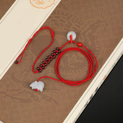 Buddhist Blessing Chinese Zodiac Natural Garnet Peace Buckle Blessing Red String Belly Chain