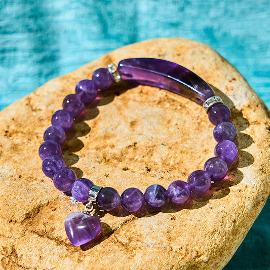 Buddhist Blessing Natural Quartz Love Heart Healing Beads Bracelet