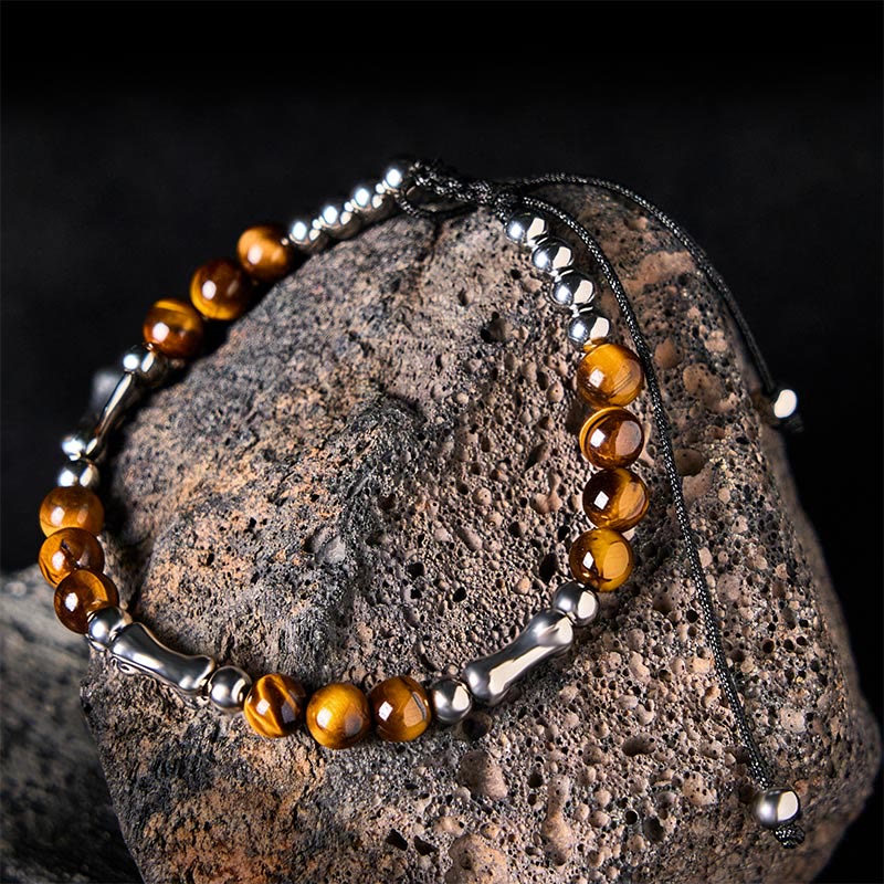 Buddhist Blessing Cute Bone Pattern Tiger Eye Courage Beads Bracelet