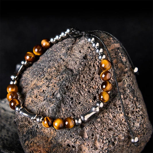 Buddhist Blessing Cute Bone Pattern Tiger Eye Courage Beads Bracelet