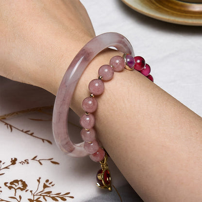 Buddhist Blessing Enhance Happiness and Joy Purple Bracelet Bangle Bundle