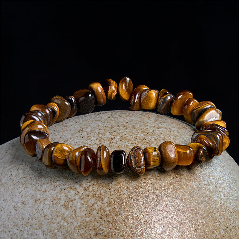 Buddhist Blessing Tiger Eye Irregular Blocks Courage Bracelet