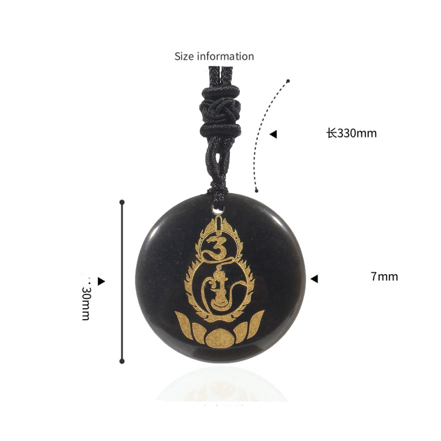 Buddhist Blessing Gourd Lotus Pedestal Pattern Vajra Protection Mantra Natural Various Crystal Black Obsidian Fulfilment Necklace Pendant