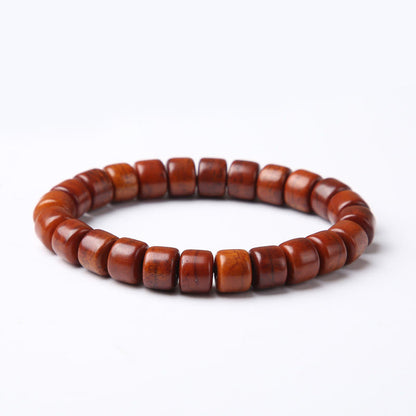 Buddhist Blessing Tibetan Bone Beads Three-Eyed Dzi Bead Sheep Horn Red Agate Strength Bracelet