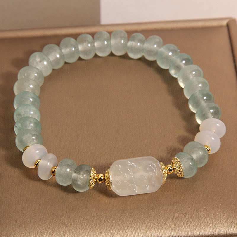 Buddhist Blessing Aquamarine Jade Abacus Beads Serenity Bracelet