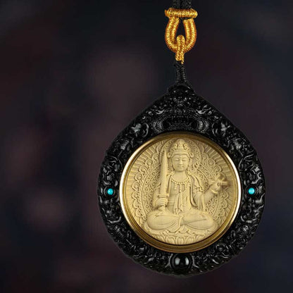 Buddhist Blessing Chinese Zodiac Natal Buddha Small Leaf Red Sandalwood Ebony Longevity Necklace Pendant