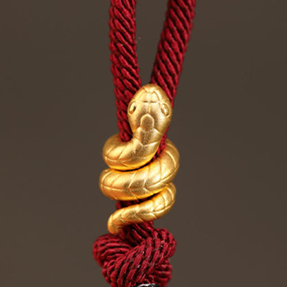 Buddhist Blessing 999 Gold Year of the Snake Design Handmade Luck Protection Rope Braided Bracelet