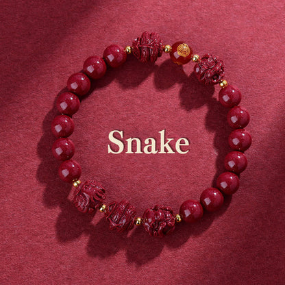 Buddhist Blessing Chinese Zodiac Cinnabar Keep Away Evil Spirits Blessing Bracelet