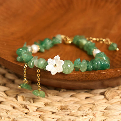 Buddhist Blessing Natural Strawberry Quartz Green Strawberry Quartz Super Seven Crystal Flower Healing Bracelet