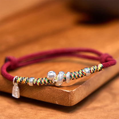 Buddhist Blessing 999 Sterling Silver Year Of Snake Red String Happiness Protection Braided Bracelet