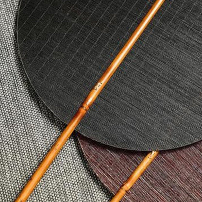 Buddhist Blessing Chinese Style Handmade Bamboo Woven Round Oval Banana Shape Long Handle Fan