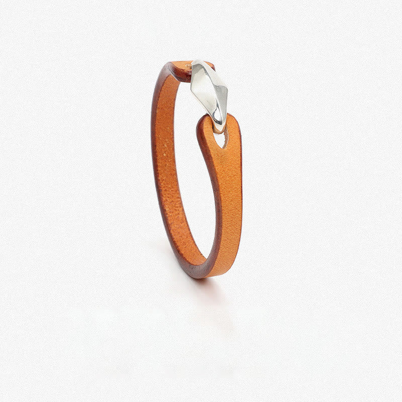 Buddhist Blessing 925 Sterling Silver Leather Multi-turn Protection Bracelet