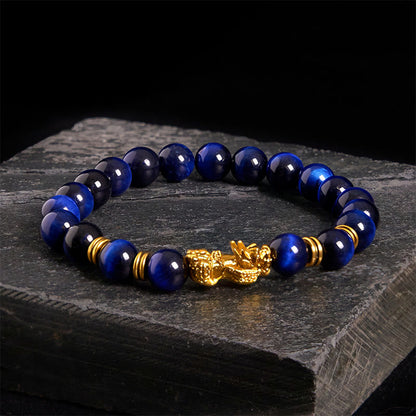 Buddhist Blessing Various Color Tiger Eye Beads Spacer Beads Pixiu Wealth Courage Bracelet