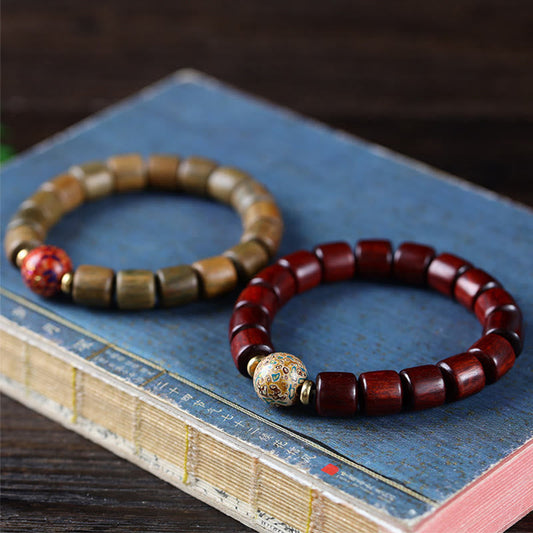 Buddhist Blessing Natural Green Sandalwood Small Leaf Red Sandalwood Lacquer Bead Peace Bracelet