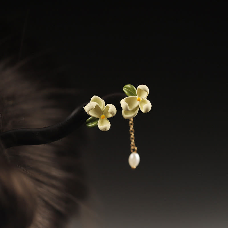 Buddhist Blessing Ebony Gardenia Tassel Courage Hairpin