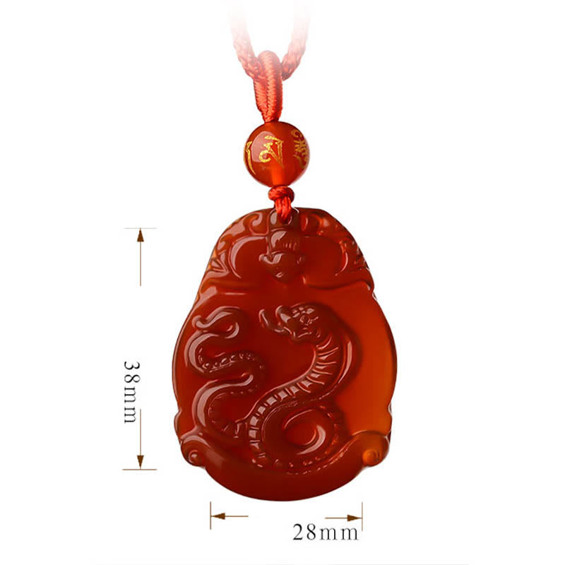Buddhist Blessing Chinese Zodiac Red Agate Calm Necklace Pendant