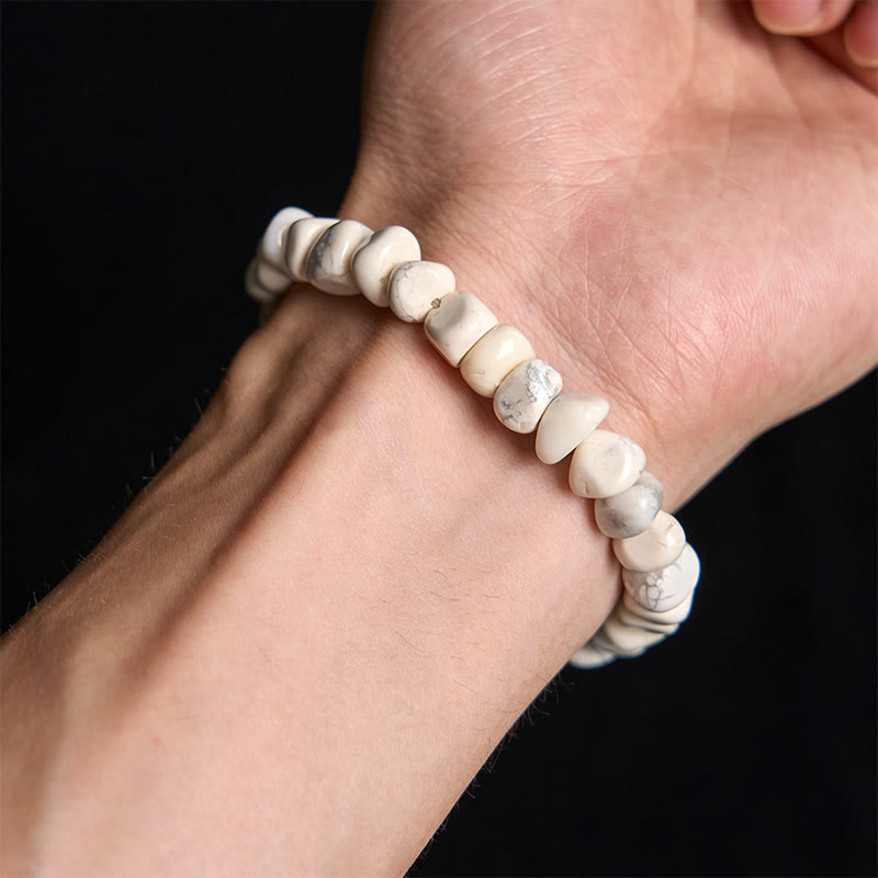 Buddhist Blessing White Turquoise Irregular Blocks Courage Bracelet