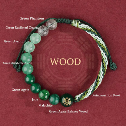 Buddhist Blessing Five Elements Various Crystal Agate Wealth Reincarnation Knot Braid Bracelet